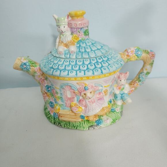 Mercuries Other - Vintage Mercuries Ceramic Bunny Garden Children Teapot 8.2"x6.3"x4.2"  3426-1B9